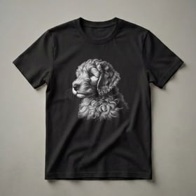 Goldendoodle Puppy Face Scratchboard Art T-Shirt for Dog Lovers