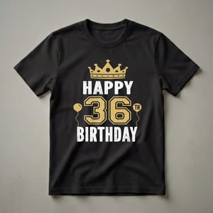 Happy 36th Birthday Crown and Balloons Graphic T-Shirt