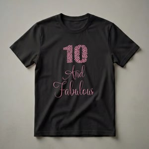 10 And Fabulous Pink Hearts Graphic T-Shirt for 10th Birthday Girls
