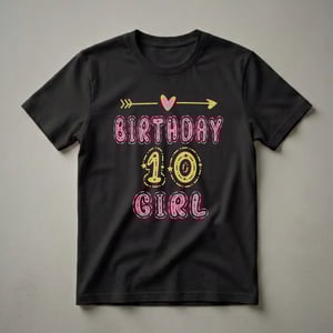 10th Birthday Girl Glitter Graphic T-Shirt for a 10 Year Old