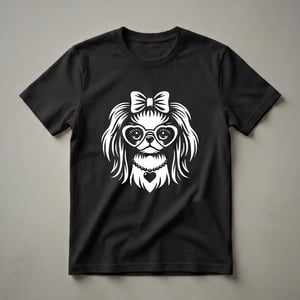 Japanese Chin Mom Heart Glasses Graphic T-Shirt for Dog Lovers