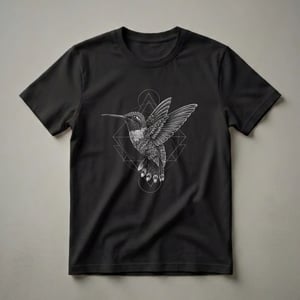 Celestial Hummingbird Geometric Graphic T-Shirt for Nature Lovers