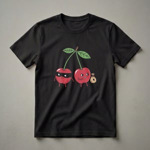 Funny Cherry Bandit Dark Comedy Graphic T-Shirt for Foodies
