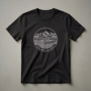 Vintage Palmer Alaska Barn and Mountain Landscape T-Shirt