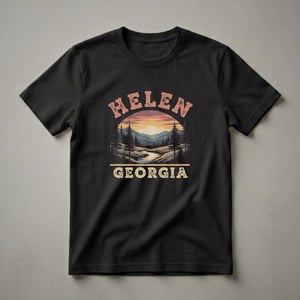 Retro Helen Georgia Mountain River Sunset Graphic T-Shirt