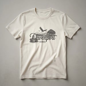 Davenport Iowa Riverboat and Eagle Sketch Art T-Shirt
