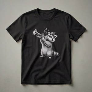 Raccoon Playing Trumpet Graphic T-Shirt for Brass Musicians