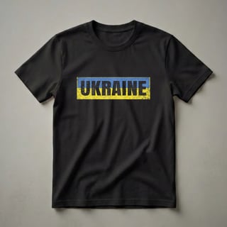 Ukrainian Flag Distressed Word Graphic T-Shirt for Heritage Pride