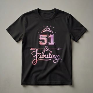 51 & Fabulous Watercolor Birthday T-Shirt for Women Turning 51