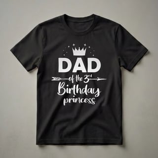 Dad of the 3rd Birthday Princess Crown Graphic T-Shirt