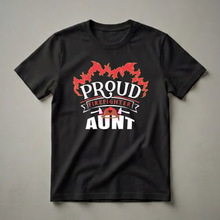 Proud Firefighter Aunt Graphic T-Shirt for Family Members