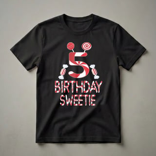 5th Birthday Sweetie Candy Themed Graphic T-Shirt for Girls