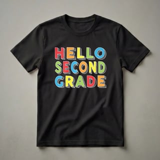 Hello Second Grade Colorful Graphic T-Shirt for Kids