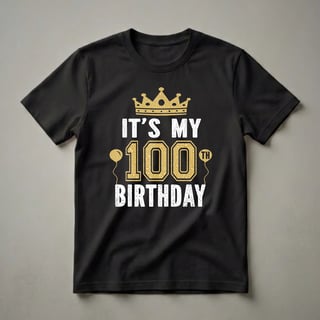 100th Birthday Crown and Balloons Graphic T-Shirt for Men and Women