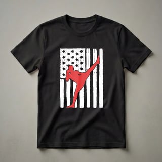 American Flag Muay Thai Fighter Roundhouse Kick Graphic T-Shirt