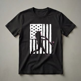 American Flag Softball Player Silhouette Graphic T-Shirt for Women