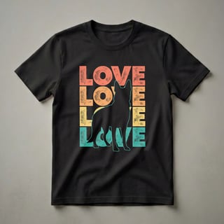 Retro I Love My German Shepherd Silhouette Graphic T-Shirt for Dog