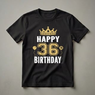Happy 36th Birthday Crown and Balloons Graphic T-Shirt