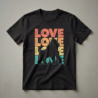 Retro I Love Gorilla Silhouette Graphic T-Shirt for Animal Lovers