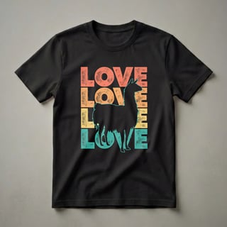 Retro Llama Silhouette "LOVE" Graphic T-Shirt for Animal Lovers