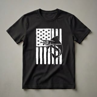 American Flag Marlin T-Shirt for Fishing Enthusiasts and Patriots
