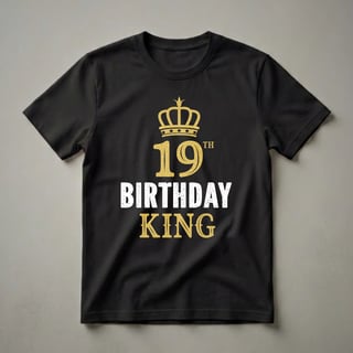 19th Birthday King Crown Graphic T-Shirt for Boys Turning 19