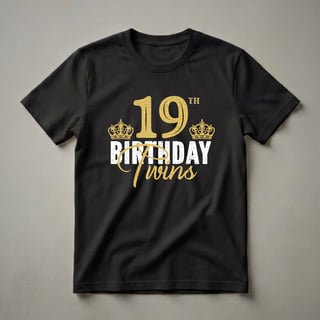 19th Birthday Twins Gold Glitter Graphic T-Shirt for Brother and
