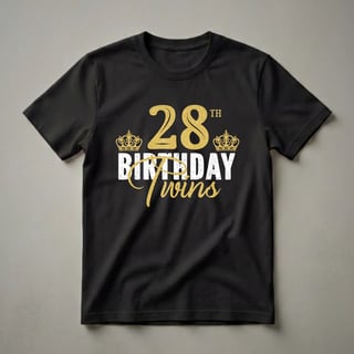 28th Birthday Twins Crown Graphic T-Shirt for Brother and Sister