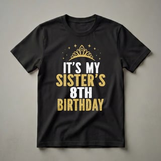 Sister's 8th Birthday Queen Crown Graphic Crown T-Shirt for Girls