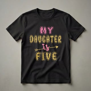 My Daughter Is Five 5th Birthday Girl Glitter Graphic T-Shirt