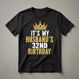 Husband's 32nd Birthday Crown Graphic T-Shirt for Couples