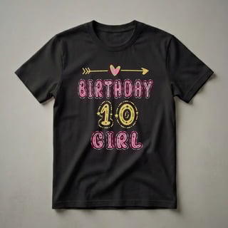10th Birthday Girl Glitter Graphic T-Shirt for a 10 Year Old