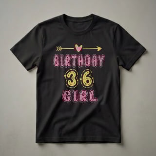 36th Birthday Girl Pink and Gold Glitter Graphic T-Shirt