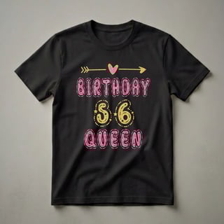 56th Birthday Queen Glitter Graphic T-Shirt for Women