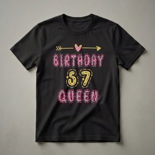 57th Birthday Queen Pink and Gold Glitter Graphic T-Shirt