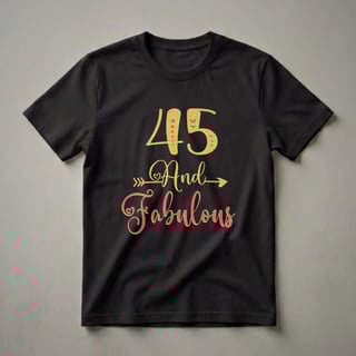 45 And Fabulous Glitter Graphic T-Shirt for Women's 45th Birthday