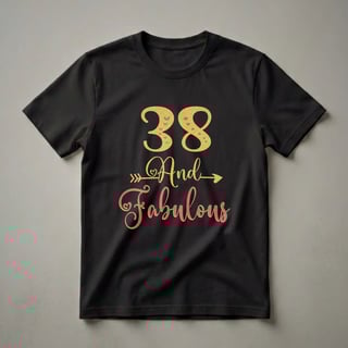 38 and Fabulous Gold Glitter Birthday T-Shirt for Women