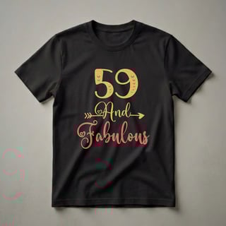 59 and Fabulous Gold Glitter Birthday T-Shirt for Women