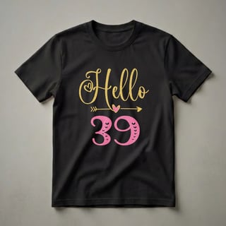 Hello 39th Birthday Queen Glitter Graphic T-Shirt for Women