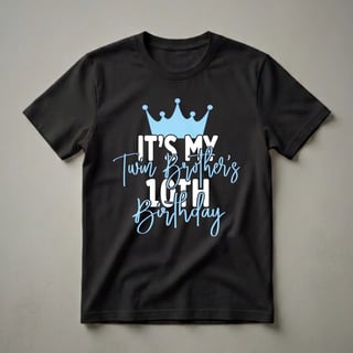 Twin Brother's 10th Birthday Crown Graphic T-Shirt for Boys