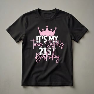 Twin Sister's 21st Birthday Queen Crown Graphic T-Shirt