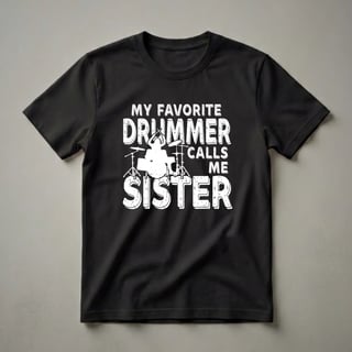 My Favorite Drummer Calls Me Sister Funny Drummer T-Shirt