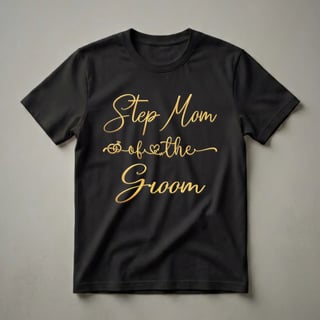 Step Mom of the Groom Wedding Party Gold Script T-Shirt