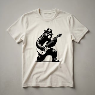 Bear Playing Electric Guitar Vintage Graphic T-Shirt for Guitarists