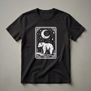 Bear Under Celestial Moon Vintage Wildlife Graphic T-Shirt