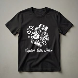 English Setter Mom Heart Graphic T-Shirt for Dog Lovers