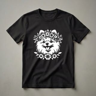 Pomeranian Mom Floral Crown Graphic T-Shirt for Dog Lovers