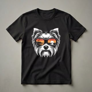 Yorkshire Terrier Dog Sunset Reflection Graphic T-Shirt for Dog Lovers
