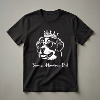 Bernese Mountain Dog Dad Crown and Sunglasses Graphic T-Shirt