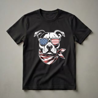 American Pitbull Terrier USA Flag Sunglasses Graphic T-Shirt for Dog